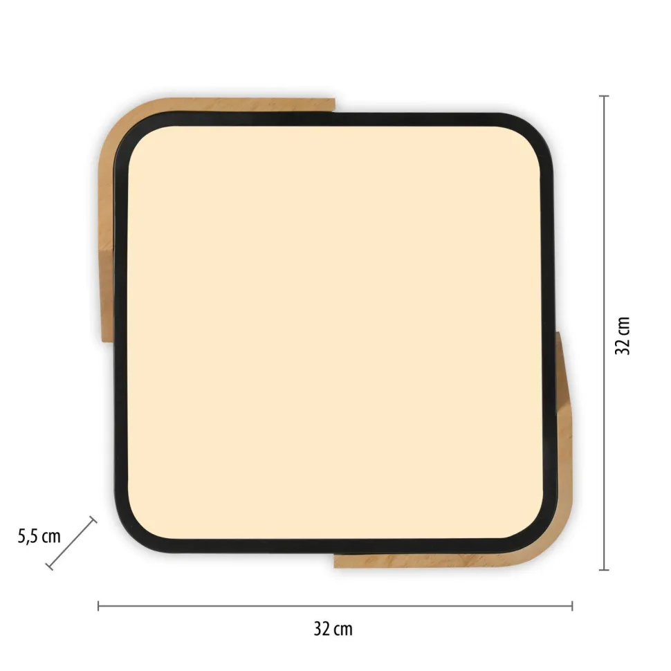 LED Deckenleuchte Holz L:32 cm Schwarz Natur 3000 K