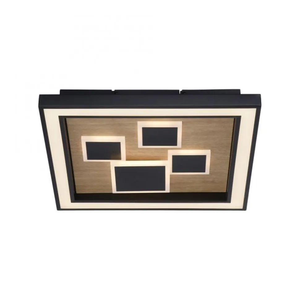 LED Deckenleuchte Holz Schwarz Serienschalter L:48 cm