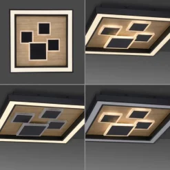 LED Deckenleuchte Holz Schwarz Serienschalter L:48 cm