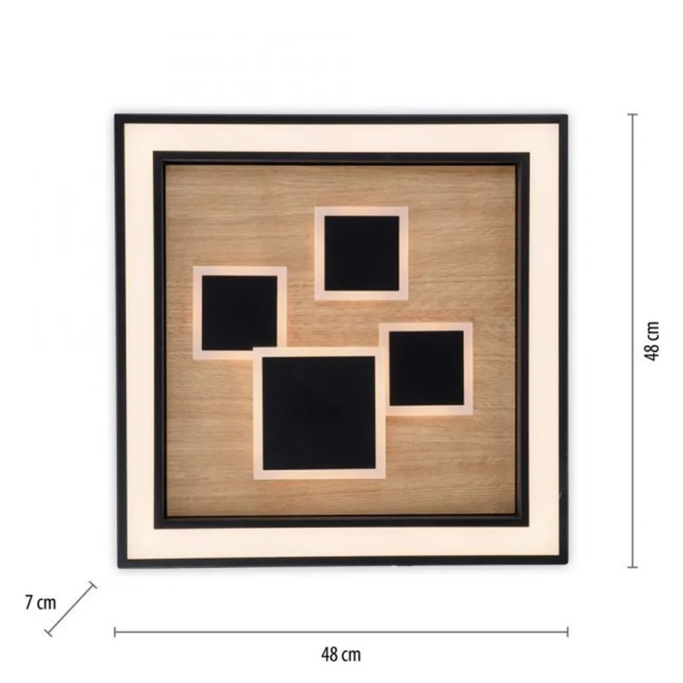 LED Deckenleuchte Holz Schwarz Serienschalter L:48 cm