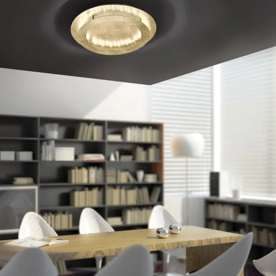 LED Deckenleuchte in Blattgold Metall 3000 lm Ø50 cm