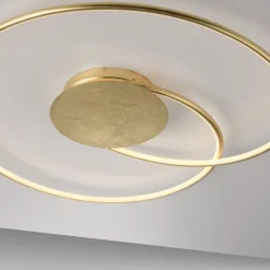 LED Deckenleuchte Leuchtringe Metall in Gold L:70 cm