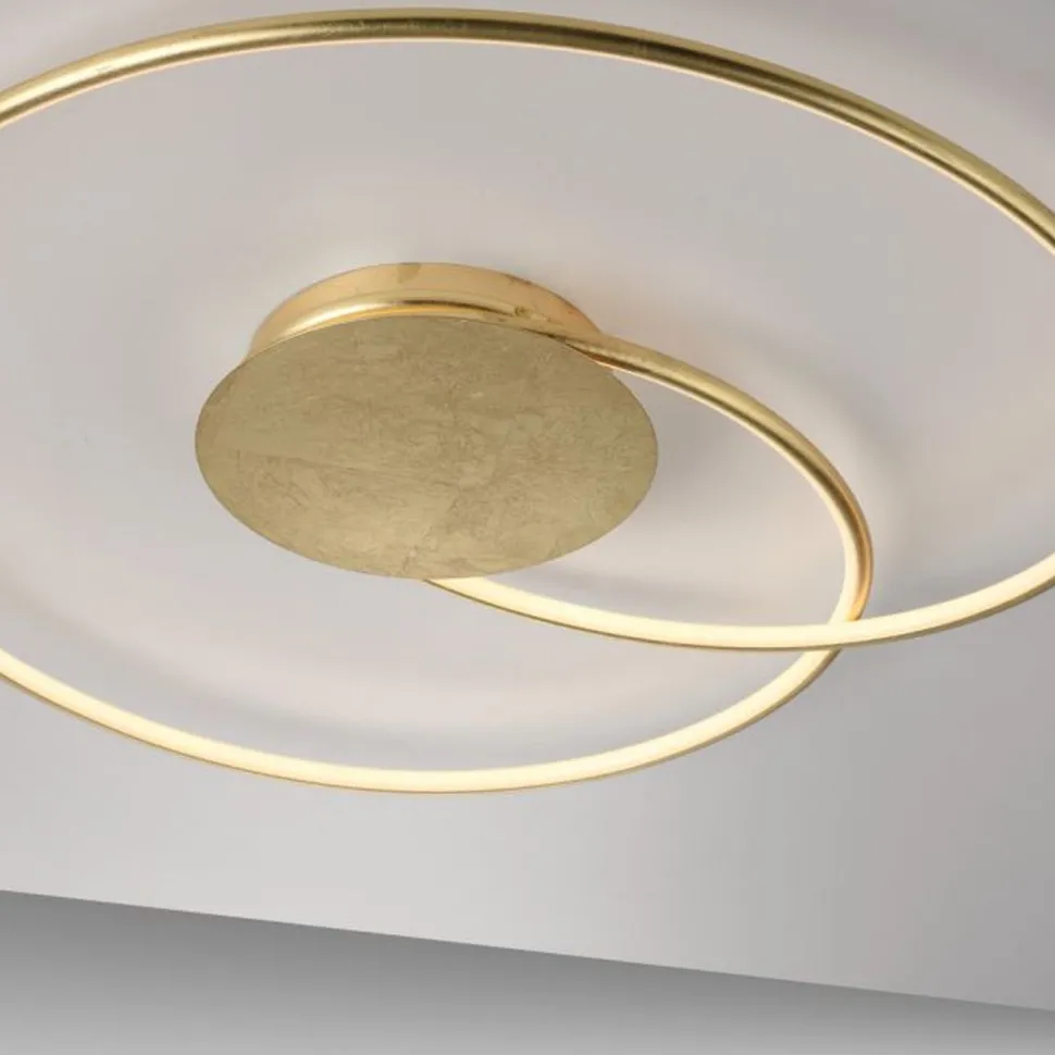 LED Deckenleuchte Leuchtringe Metall in Gold L:70 cm