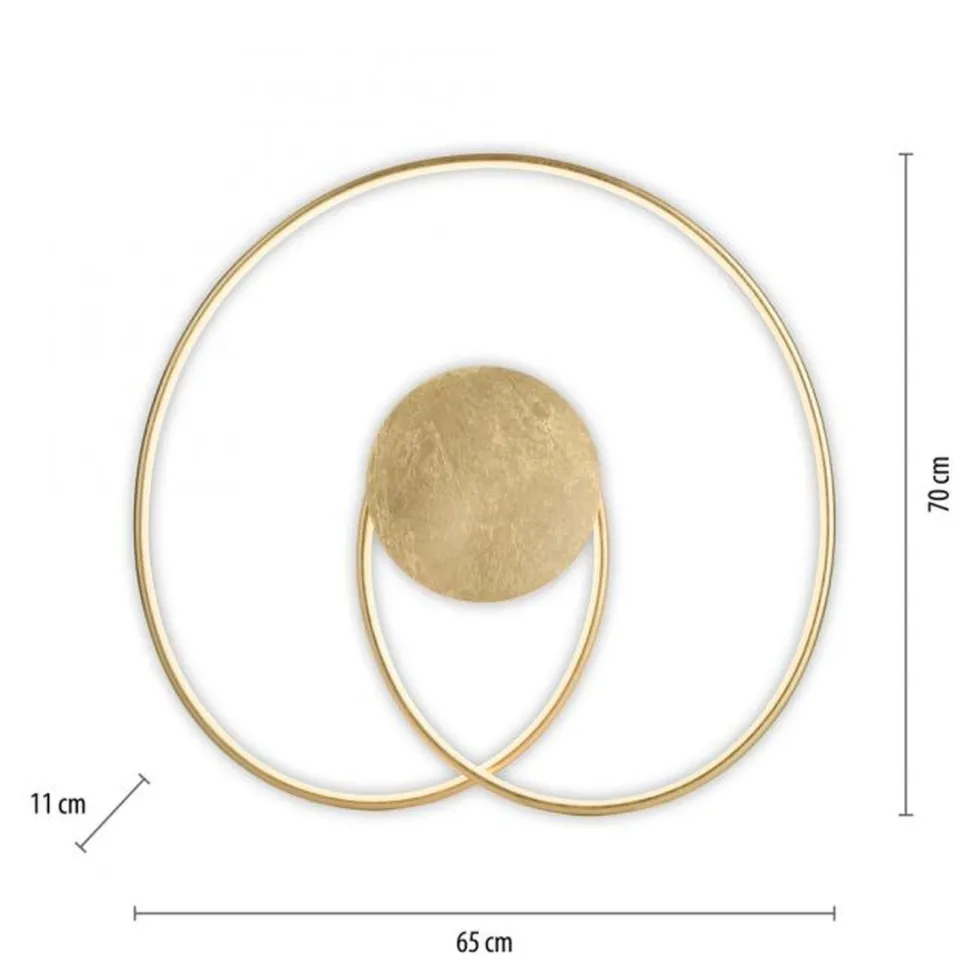 LED Deckenleuchte Leuchtringe Metall in Gold L:70 cm