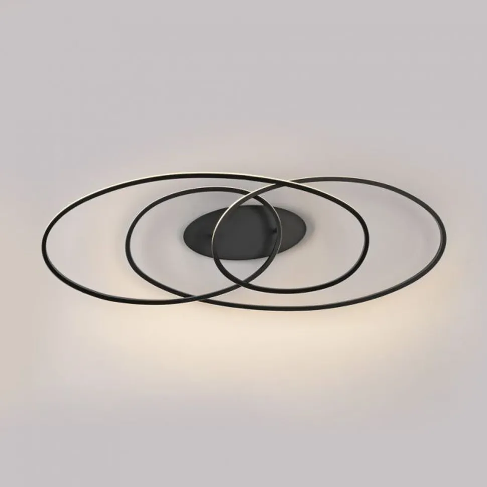 LED Deckenleuchte Metall Schwarz 3000 K Ringe dekorativ