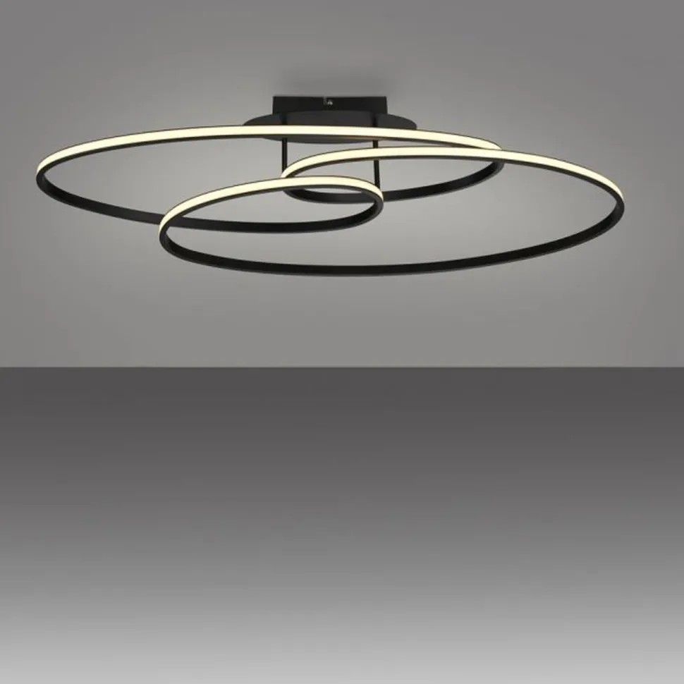 LED Deckenleuchte Metall Schwarz 3000 K Ringe dekorativ