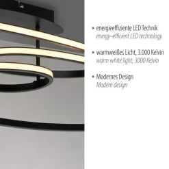 LED Deckenleuchte Metall Schwarz 3000 K Ringe dekorativ