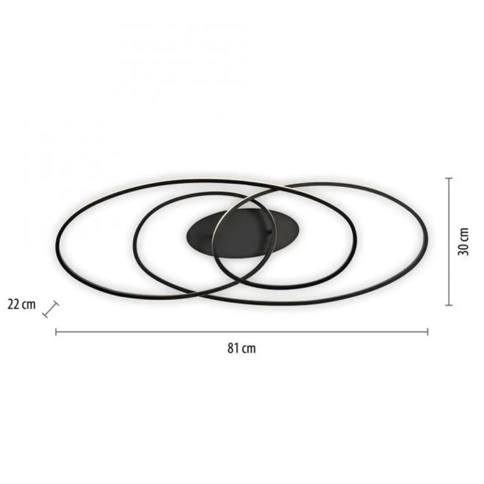 LED Deckenleuchte Metall Schwarz 3000 K Ringe dekorativ