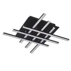 LED Deckenleuchte Metall B: 45,5 cm Schwarz Chrom 3000 K