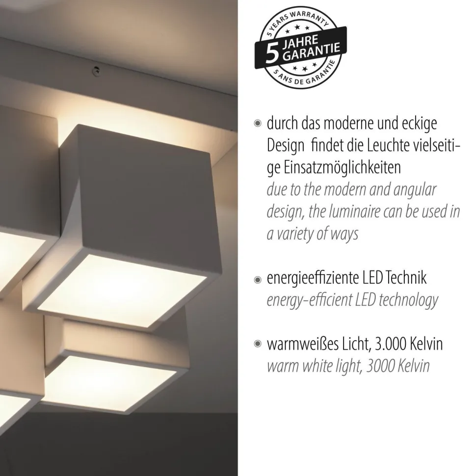 LED Deckenleuchte Metall Würfel B:30 cm 2400 lm 3000 K