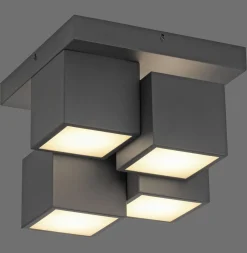 LED Deckenleuchte Metall Würfel B:30 cm 2400 lm Schwarz