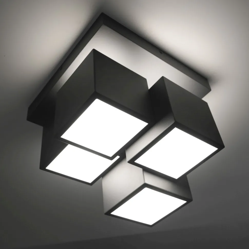 LED Deckenleuchte Metall Würfel B:30 cm 2400 lm Schwarz