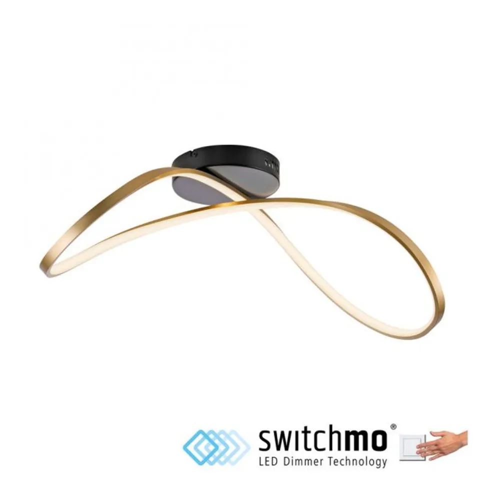 LED Deckenleuchte Metall Schwarz Messing 3000 K dimmbar