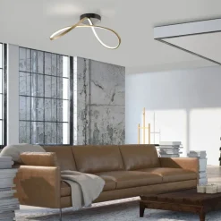 LED Deckenleuchte Metall Schwarz Messing 3000 K dimmbar