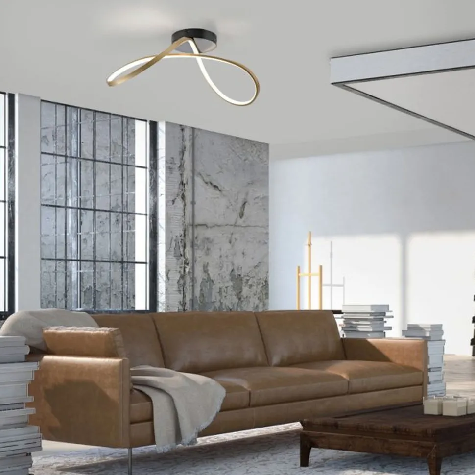 LED Deckenleuchte Metall Schwarz Messing 3000 K dimmbar