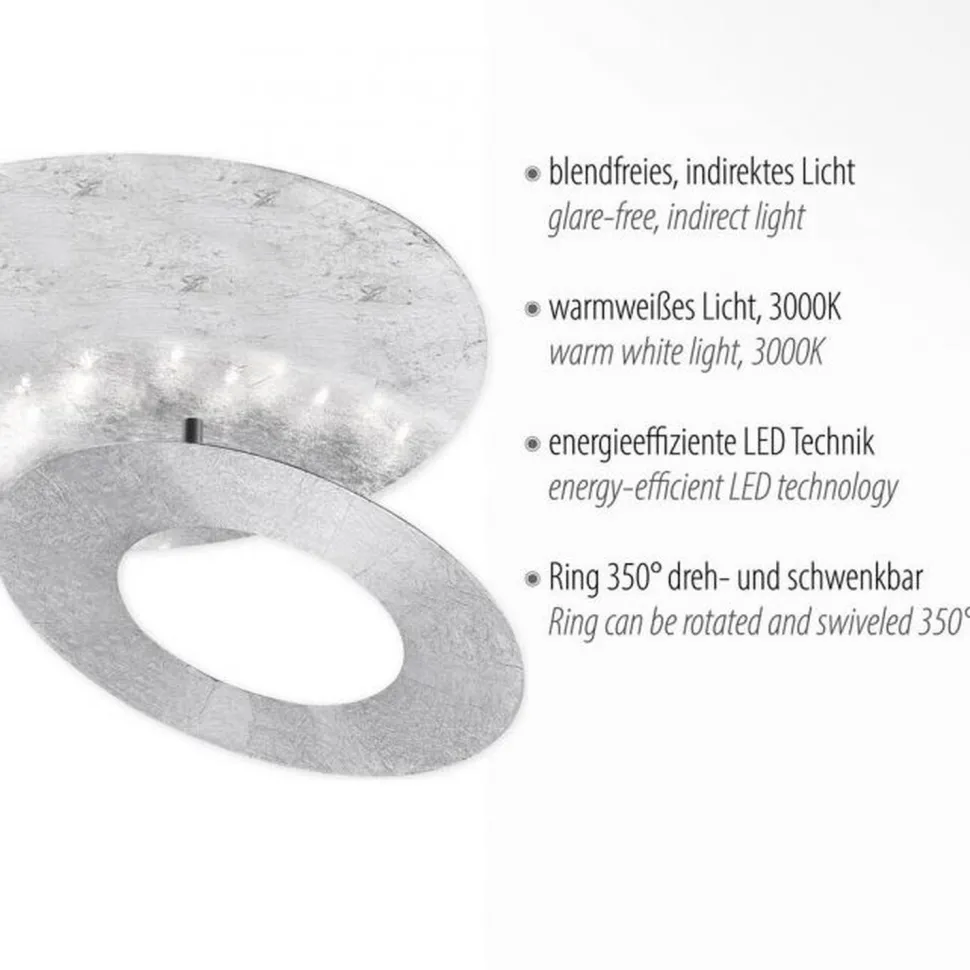 LED Deckenleuchte schwenkbar Ø34 cm 6 W in Blattsilber