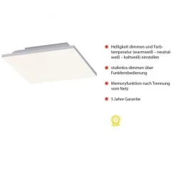 LED Deckenleuchte Weiß Dimmer 20 W Fernbedienung