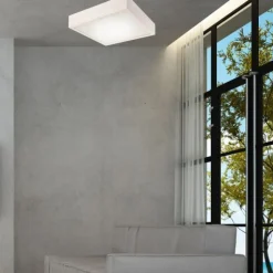 LED Deckenleuchte Weiß Holz eckig Wohnzimmer