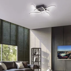 LED Deckenleuchte Wellen Metall Schwarz B:55 cm 3000 K