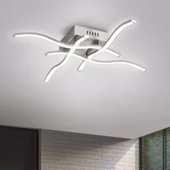 LED Deckenleuchte Wellen Metall in Stahl B:55 cm 3000 K