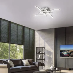 LED Deckenleuchte Wellen Metall in Stahl B:55 cm 3000 K