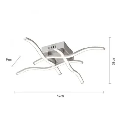 LED Deckenleuchte Wellen Metall in Stahl B:55 cm 3000 K