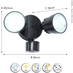 LED Deckenspot Sensor verstellbar IP54 Schwarz 5000 K