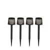 LED Gartenleuchte Erdspieß 4er Set Solar Akku IP44 Schwarz