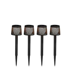 LED Gartenleuchte Erdspieß 4er Set Solar Akku IP44 Schwarz