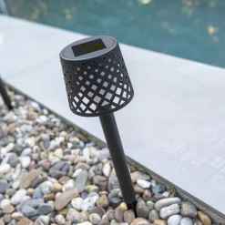 LED Gartenleuchte Erdspieß 4er Set Solar Akku IP44 Schwarz