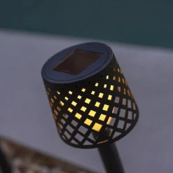 LED Gartenleuchte Erdspieß 4er Set Solar Akku IP44 Schwarz