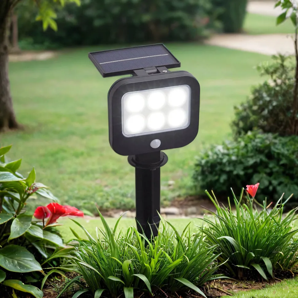 LED Gartenleuchte Erdspieß Solar IP44 verstellbar Schwarz