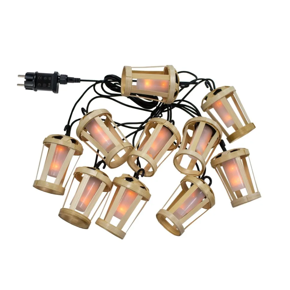 LED Girlande außen mit Stecker IP44 2000 K Bambus 5m