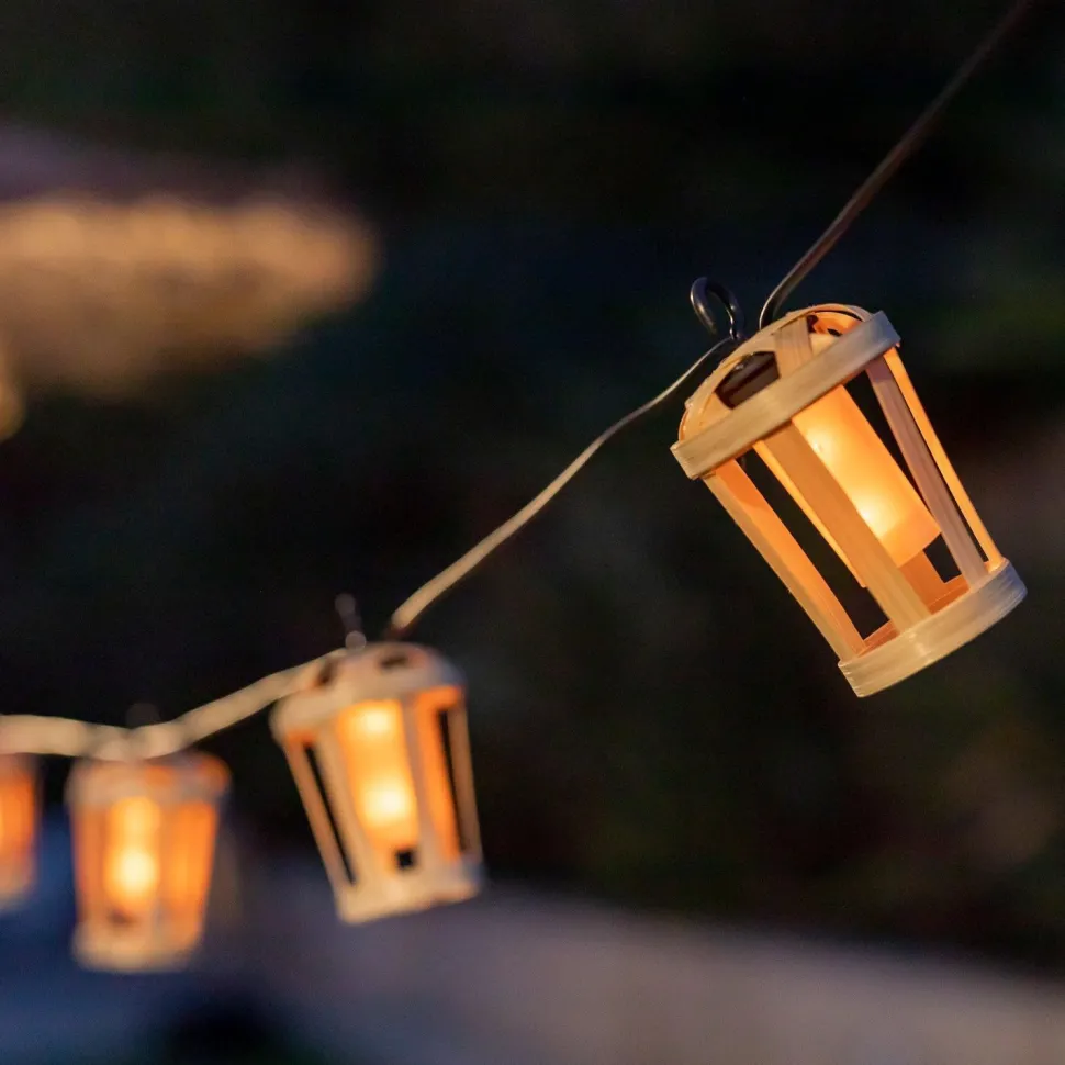 LED Girlande außen mit Stecker IP44 2000 K Bambus 5m