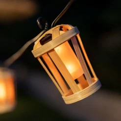 LED Girlande außen mit Stecker IP44 2000 K Bambus 5m