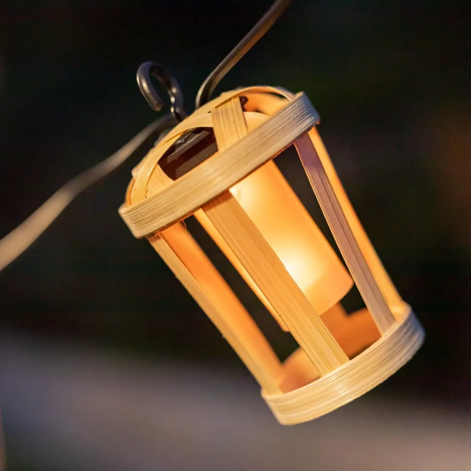 LED Girlande außen mit Stecker IP44 2000 K Bambus 5m