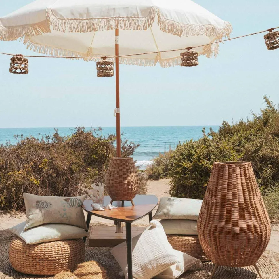 LED Girlande Garten 5m lang IP44 Jute Seegras 2700 K