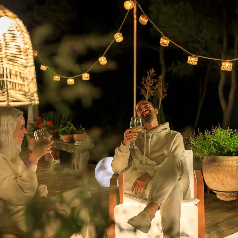 LED Girlande Garten 5m lang IP44 Jute Seegras 2700 K