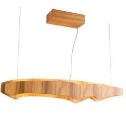 LED Hängelampe 100 cm lang Teak Holz Furnier 3000 K Modern
