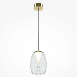 LED Hängelampe Aluminium Glas D: 20 cm rund in Gold