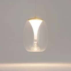 LED Hängelampe Aluminium Glas D: 20 cm rund in Gold