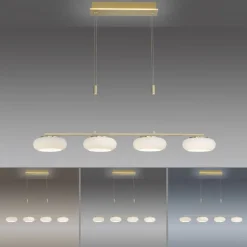 LED Hängelampe Glas 108 cm Fernbedienung in Messing