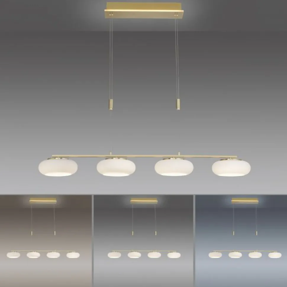 LED Hängelampe Glas 108 cm Fernbedienung in Messing