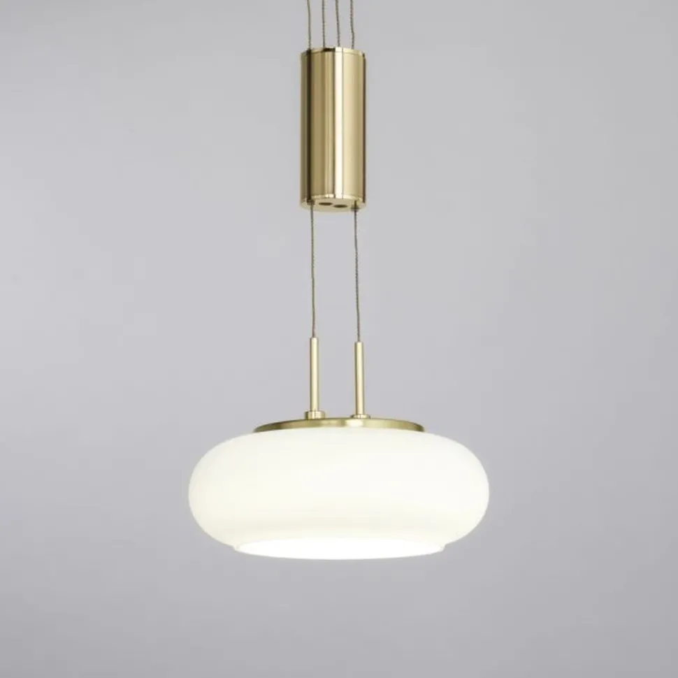 LED Hängelampe Glas in Messing L:44 cm 3550 lm dimmbar