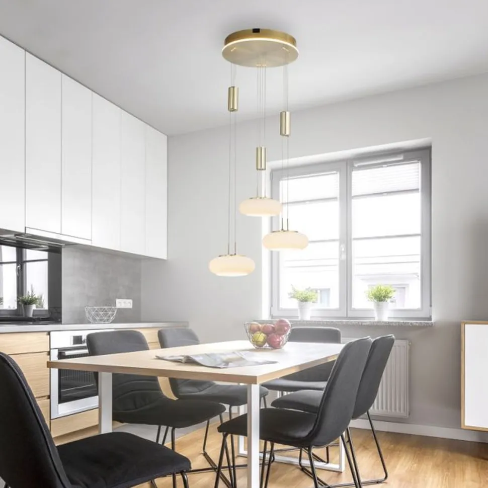 LED Hängelampe Glas in Messing L:44 cm 3550 lm dimmbar