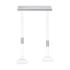 LED Hängelampe Glas in Stahl 2-flammig Fernbedienung