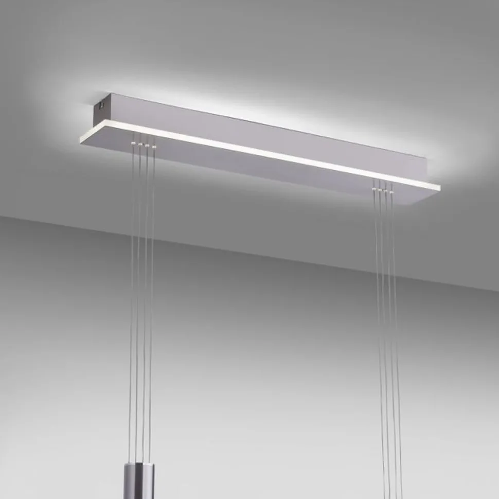 LED Hängelampe Glas in Stahl 2-flammig Fernbedienung