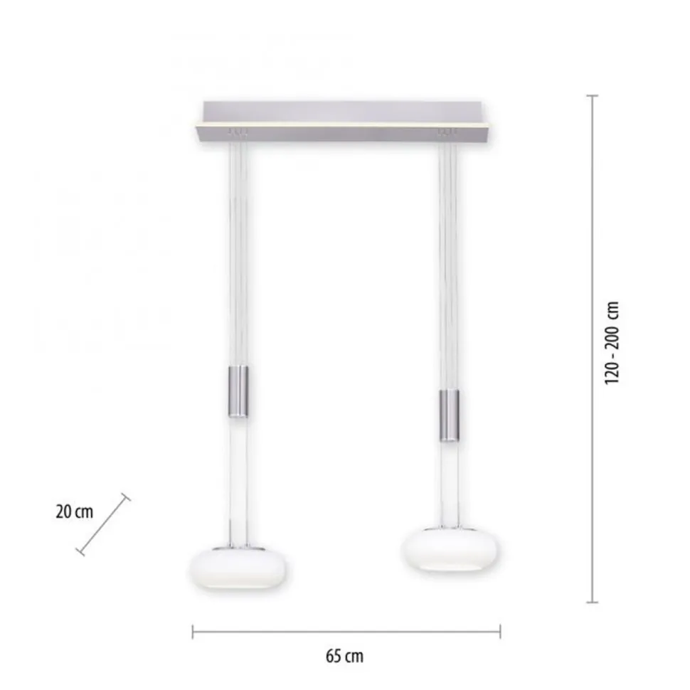 LED Hängelampe Glas in Stahl 2-flammig Fernbedienung