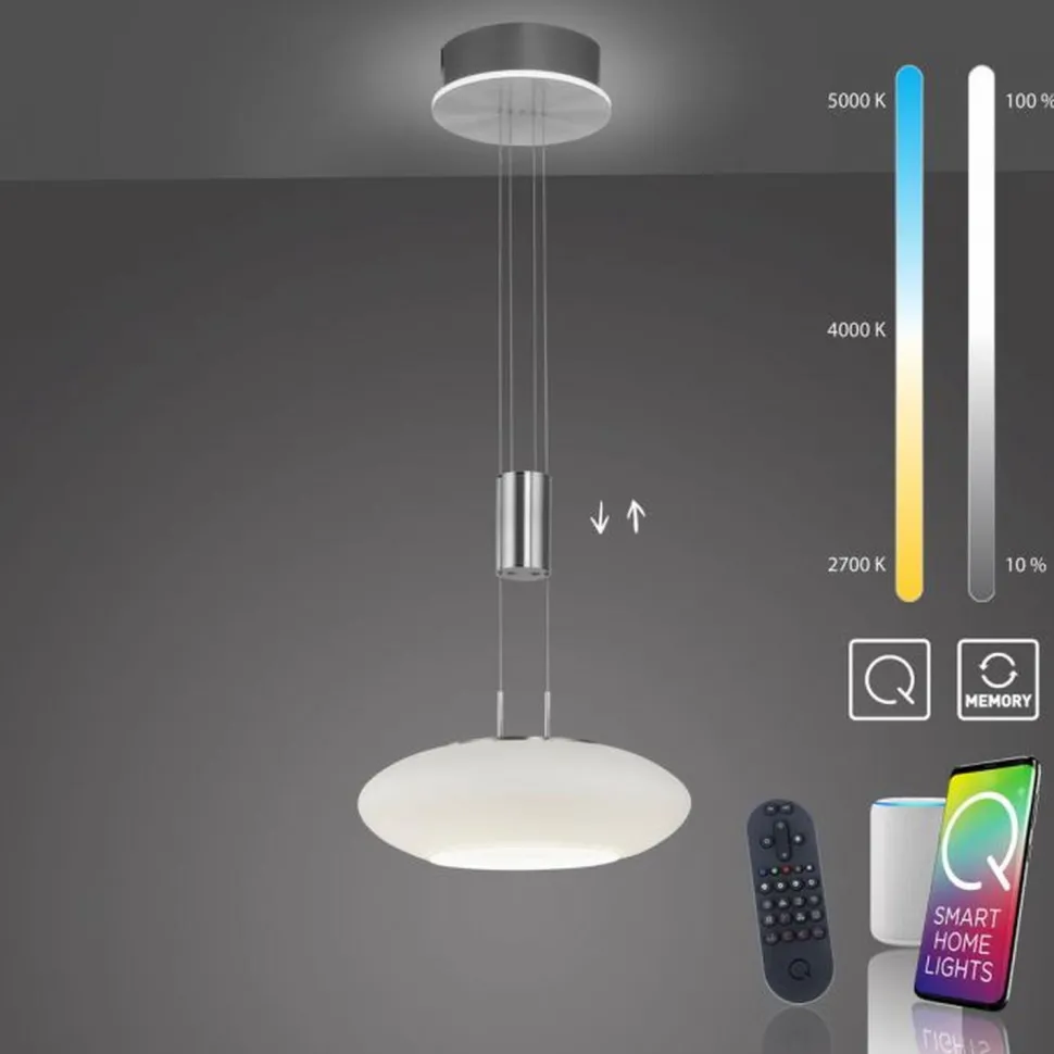 LED Hängelampe Glasschirm dimmbar Fernbedienung 4350 lm