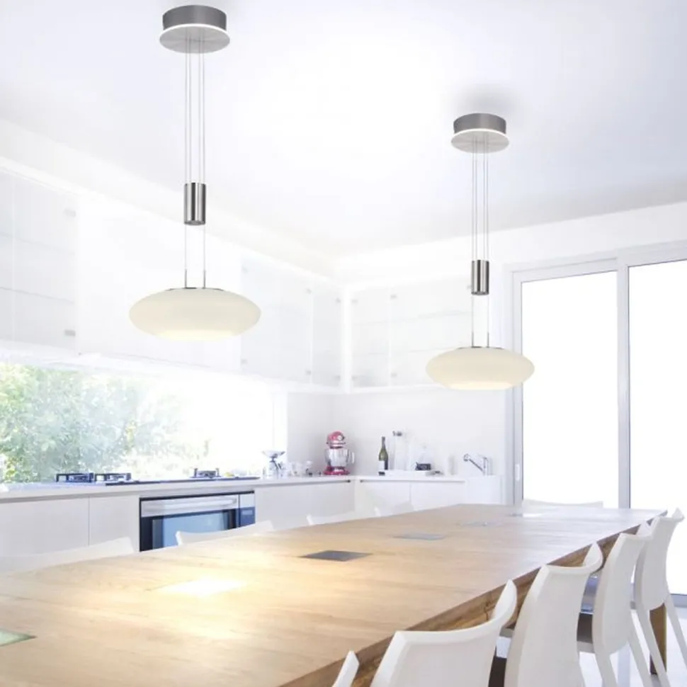 LED Hängelampe Glasschirm dimmbar Fernbedienung 4350 lm